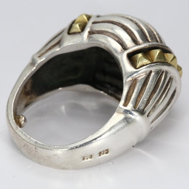 Mid 20th Century Mid 20th Century Lagos Caviar Sterling Silver & 18k Gold Dome Ring - Size 7.75 For Sale - Image 5 of 10