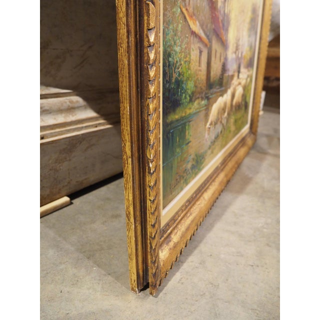 19th Century French Pastoral Oil Painting, the Shepherd and His Flock by Derians For Sale - Image 15 of 18