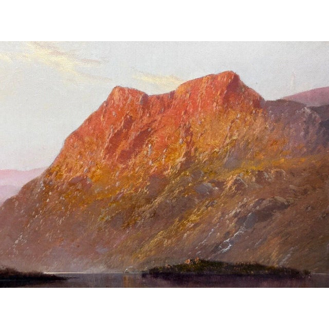 Brown Sunset Over Lake Windermere – c.1920 Alfred Fontville De Breanski Jr Landscape Oil Painting For Sale - Image 8 of 12