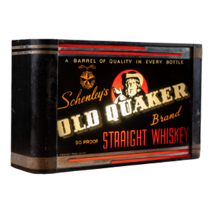 Vintage Backlit Reverse-Painted Glass Old Quaker Whiskey Sign