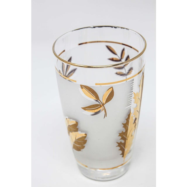 Vintage Libbey Cocktail Glasses Set, Frosted Glass with Gold Leaf For Sale In Palm Springs - Image 6 of 18