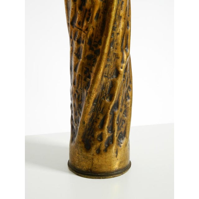 Large Vintage Brutalist Brass Vase, 1975 For Sale - Image 13 of 18