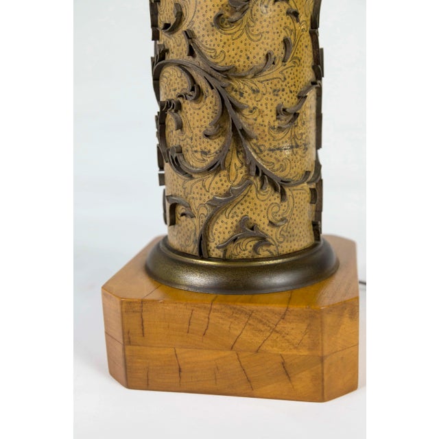 Vintage Wallpaper Printing Roller as Table Lamp For Sale - Image 9 of 13
