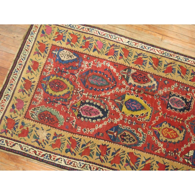 Early 20th Century Traditional Colorful Early 20th Century Antique Karabagh Caucasian Runner For Sale - Image 5 of 6