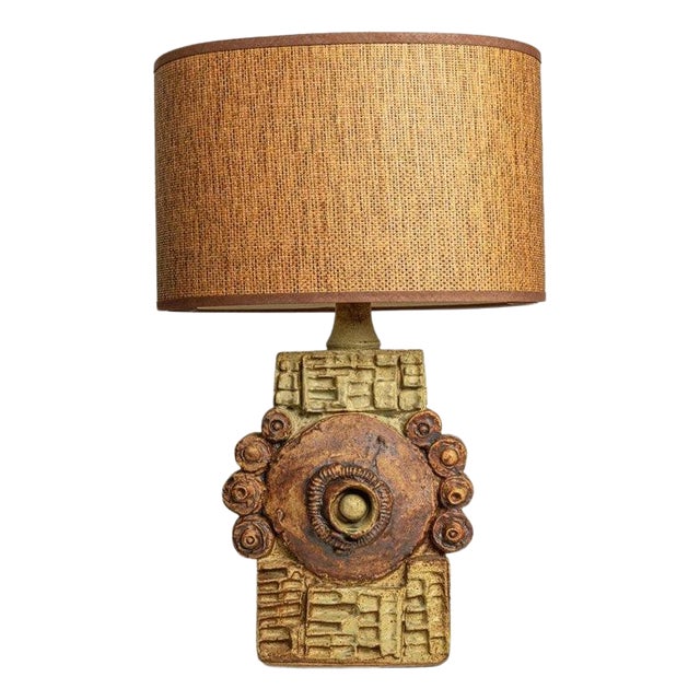 Ceramic Table Lamp by B. Rooke with Lampshade by René Houben, 1960s For Sale