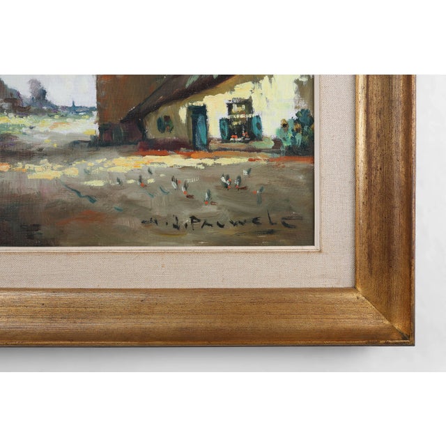 Belgian Artist, Farm Scene, 1950s, Oil on Canvas, Framed For Sale - Image 3 of 11