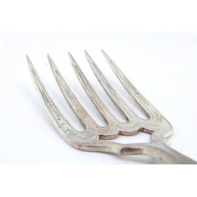 Silver Fish Serving Fork with Reliefs and Floral Motifs For Sale - Image 3 of 7