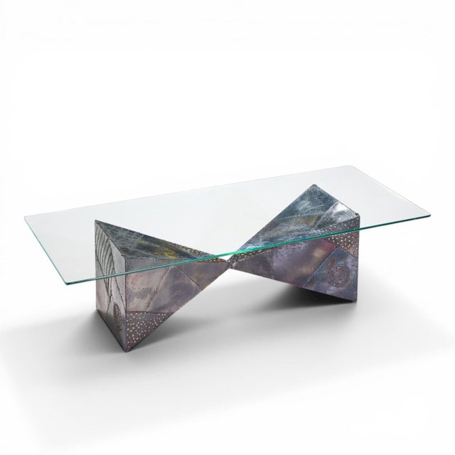 Paul Evans for Directional Pe13 Mid Century Bronzed Steel and Glass Coffee Table For Sale In Chicago - Image 6 of 6