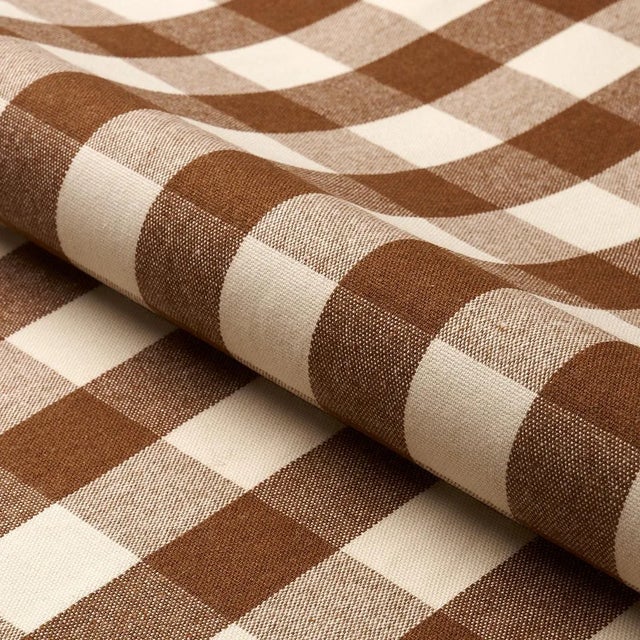 Contemporary Schumacher Dutton Buffalo Check Fabric in Coffee For Sale - Image 3 of 4