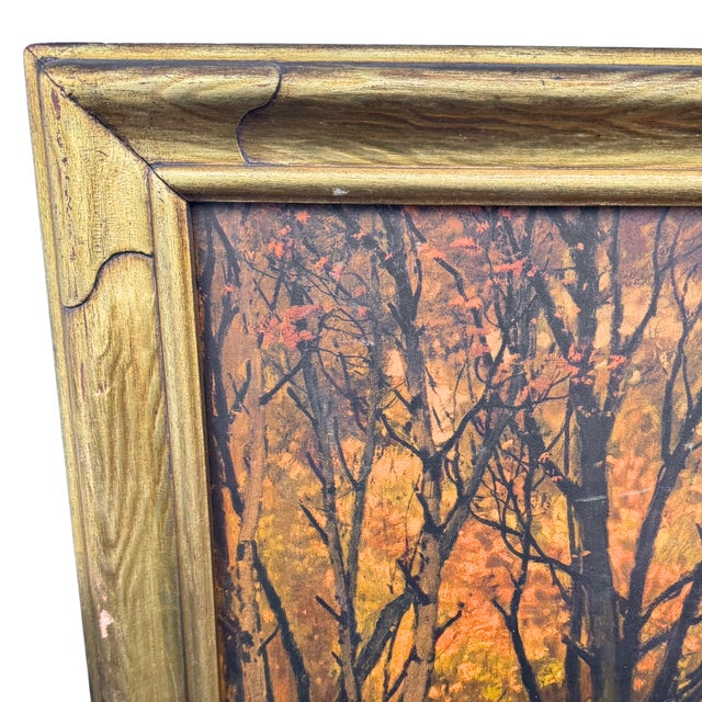 Art Nouveau Antique Newcomb Macklin Style Carved Gilt Wood Art Nouveau Frame Large For Sale - Image 3 of 10