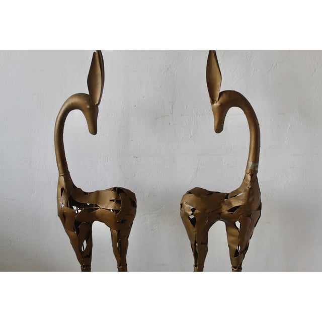 Bronze Monumental Stylized Bronze-Finished Metal Gazelle Sculptures-a Pair For Sale - Image 8 of 17