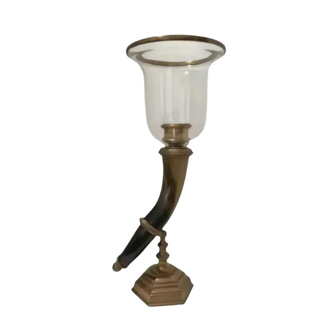 Chapman Faux Horn Hurricane Lamp Candle Holder Circa 1977 For Sale In Atlanta - Image 6 of 6