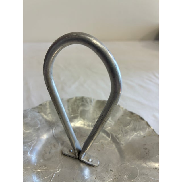 Vintage Hand Wrought Aluminum Handled Serving Tray With Floral Motif For Sale In Oklahoma City - Image 6 of 8