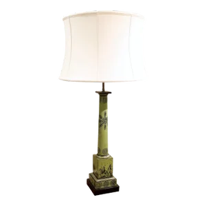 Italian Green Painted Tôle Transferware Lamp