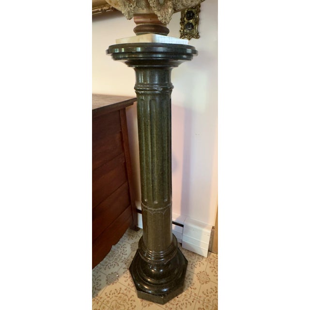 Late 19th Century 19th-Century Green Italian Marble Pedestal For Sale - Image 5 of 7