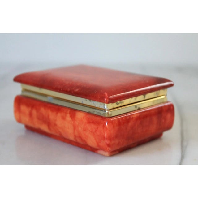 Vintage Italian genuine alabaster hand painted coral trinket boxes. Made in Italy. Makers mark on bottom. Some age wear to...