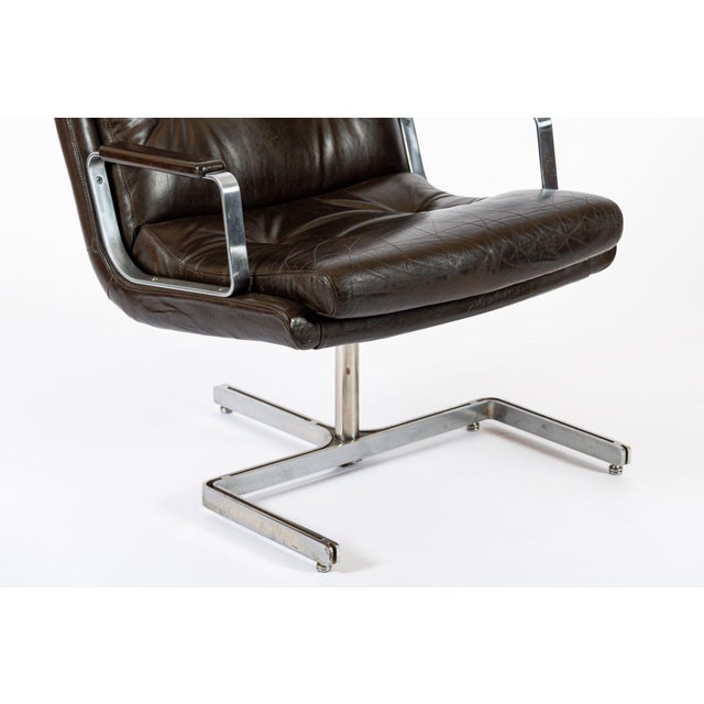 Mid Century French Brown Leather Lounge Chairs by Raphael Raffel 1970s For Sale - Image 17 of 18