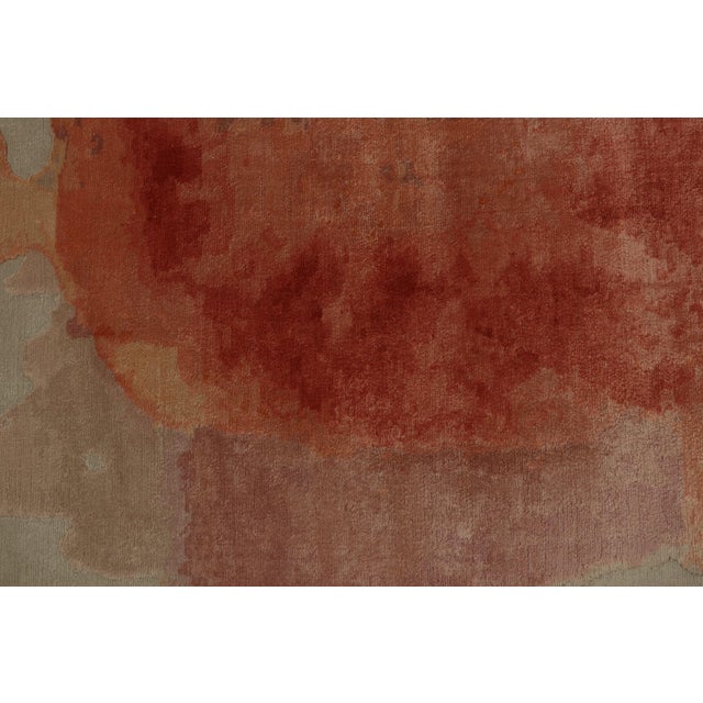 Rug & Kilim’s Abstract Rug in Peach Watercolor Pattern For Sale In New York - Image 6 of 7