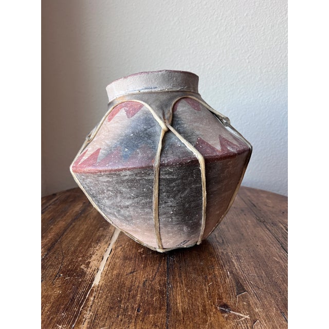 Tarahumara Raramuri Handmade Pottery 9.5" Height with Rawhide Made in Mexico *Tarahumara (Rarámuri) pottery is a...