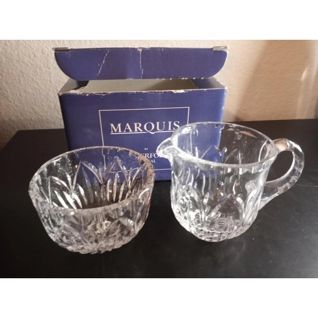 1980s Marquis by Waterford Lead Crystal Saxony Sugar & Creamer Set- 2 Pieces For Sale - Image 4 of 5