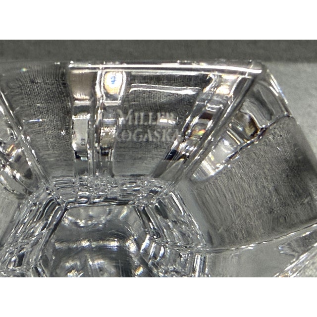 Glass Miller Rogaska Triangle Candlestick Pair For Sale - Image 7 of 7