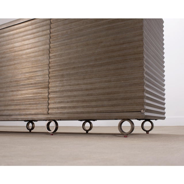 Julian Chichester Variegated Nickel "Storm" Cabinet Credenza 7Ft For Sale - Image 15 of 18