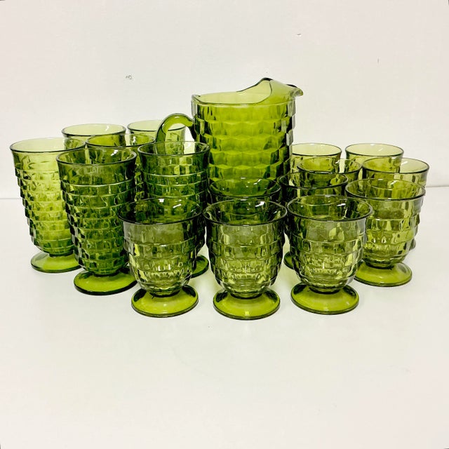 Indiana Glass Company 1960s Vintage Boho Chic Americana Indiana Glass Whitehall Glassware Set - 17 Pieces. For Sale - Image 4 of 17
