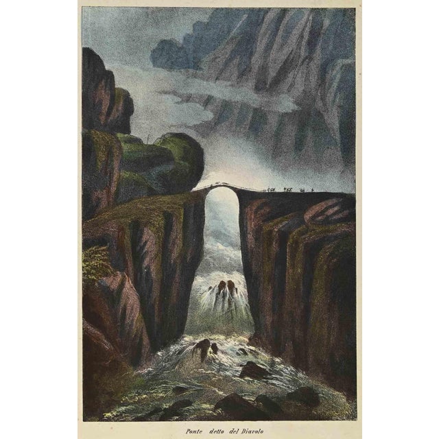 Devil's Bridge is a hand colored lithograph realized in 1864. Good condition. The artwork belongs to ththe Suite Uses and...