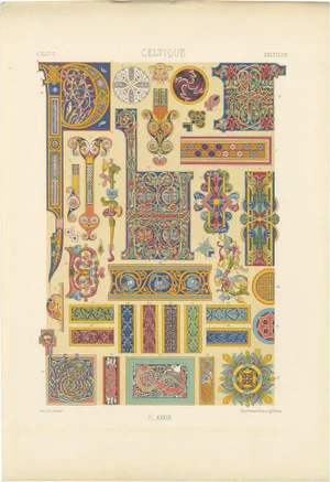 Celtic Illuminated Ornament Decorative Motifs from Early Manuscripts, 1869