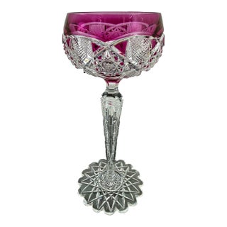 1920s Val St Lambert Amethyst Cut to Clear Cased Wine Glass - Belgium For Sale