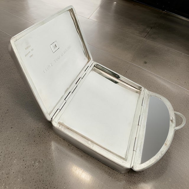 Contemporary Late 20th Century Tiffany & Co Estate Rare Compact Mirror Sterling Silver 86 Grams For Sale - Image 3 of 18