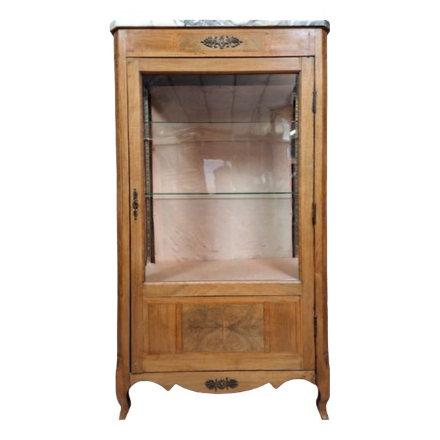 Louis XV Transition Style Marquetry Display Cabinet For Sale