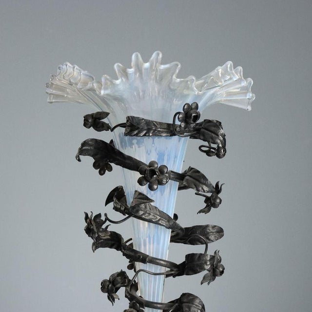 Wrought Iron and Glass Vases from Manifattura di Murano, Set of 2 For Sale - Image 3 of 8