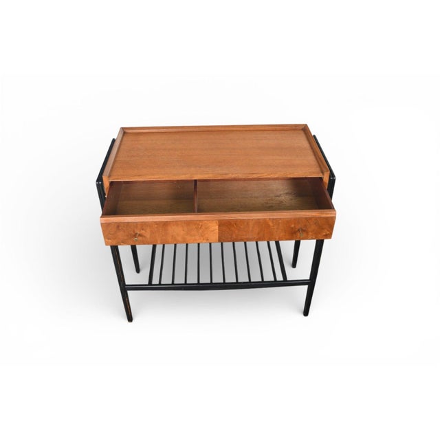 Mid 20th Century Teak + Black Lacquer Console Table With Drawer For Sale In San Francisco - Image 6 of 12