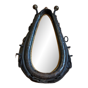 Antique Repurposed Leather Horse Collar Mirror