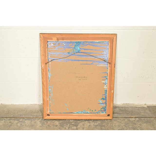 Original Artist Signed Abstract Rocky Seascape Oil Painting in Carved Giltwood Frame For Sale - Image 12 of 13