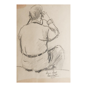 1955 Man With Binoculars Drawing