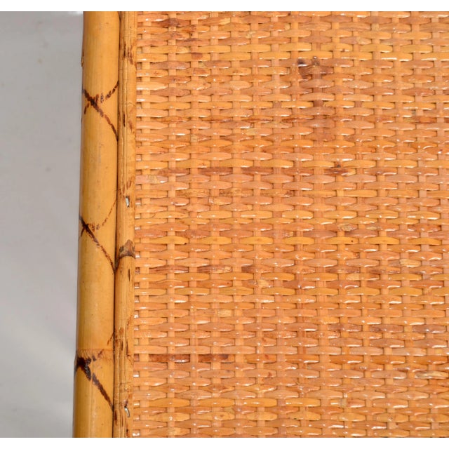 Wood 1970s Bohemian Handwoven Reed Caning Bamboo Breakfast Bed Tray Table Cup Book Holder For Sale - Image 7 of 12