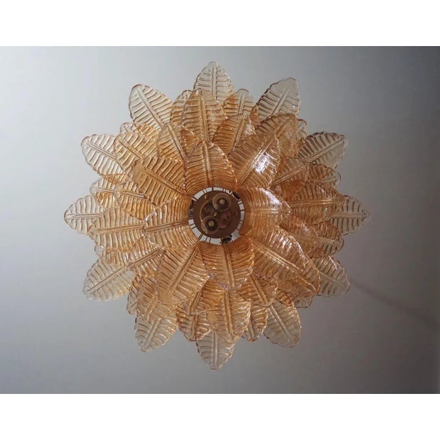 Mid-Century Modern Italian Murano Three-Tier 48 Amber Felci Glass Chandelier For Sale - Image 3 of 8
