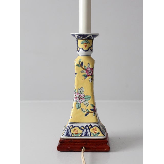 Vintage Chinoiserie Floral Ceramic Table Lamp For Sale - Image 10 of 18