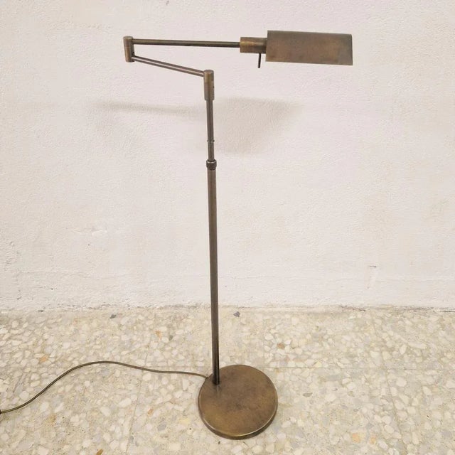 Brown Adjustable Brass Floor Lamp from Holkötter, 1970s For Sale - Image 8 of 8