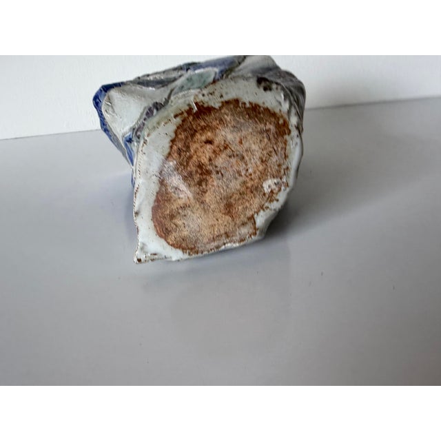 Vintage Handmade Abstract Textured Studio Pottery Sculptural Vase, Unsigned For Sale - Image 10 of 12