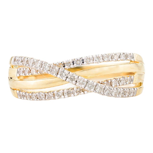 Crossover Natural Diamond Engagement Ring Size 5.5 For Sale