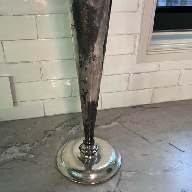 1970s Vintage Reed & Barton Silver Plated Trumpet Bud Vase 5026 | Mid Century Silver Vase | Vintage Table Decor For Sale - Image 5 of 8