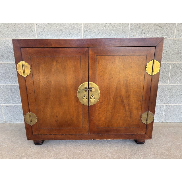 Henredon Henredon Asian Style Walnut Console Cabinet For Sale - Image 4 of 8