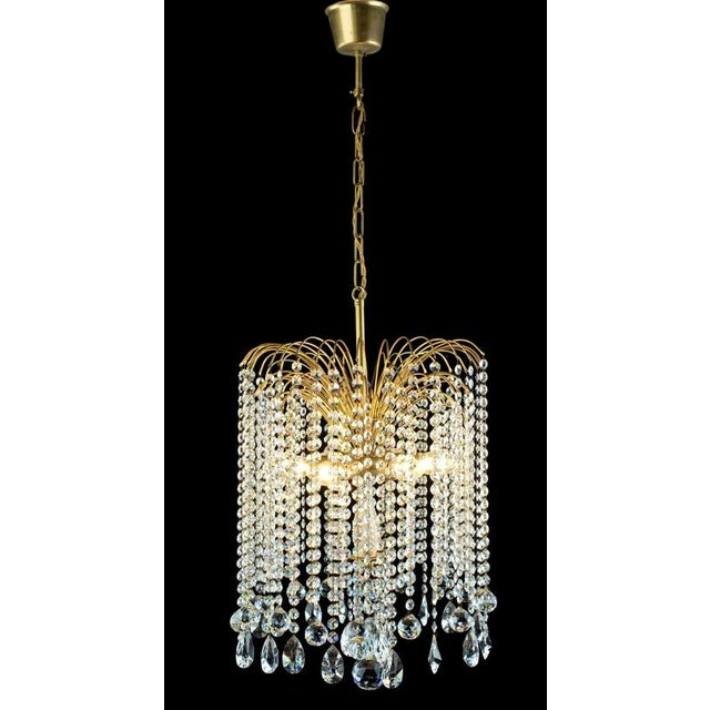 Metal Crystal Cascade Chandelier with Long Trimmings For Sale - Image 7 of 8