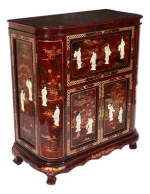 Vintage Burgundy Lacquered Cocktail Cabinet, 1950s
