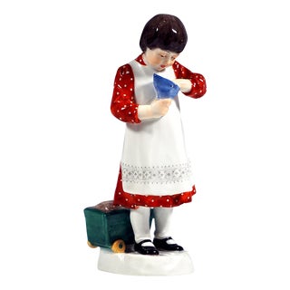 Art Nouveau Girl with Sugar Cone Figurine by Paul Helmig for Meissen, Germany, 1908 For Sale
