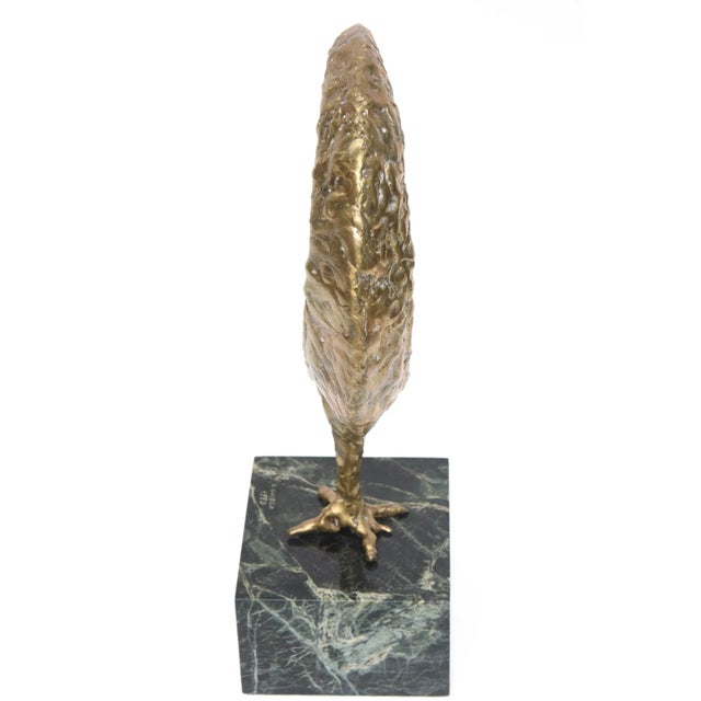 1970s Vintage Molten Bronze and Green Variegated Marble Abstract Sculpture Signed by Gerber 1973 For Sale - Image 5 of 9