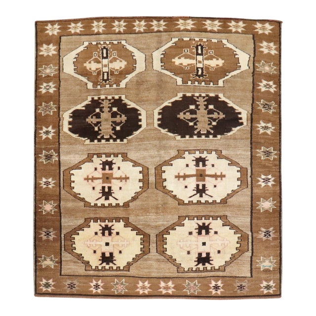 Vintage Zabihi Collection Tribal Square Size Rug For Sale